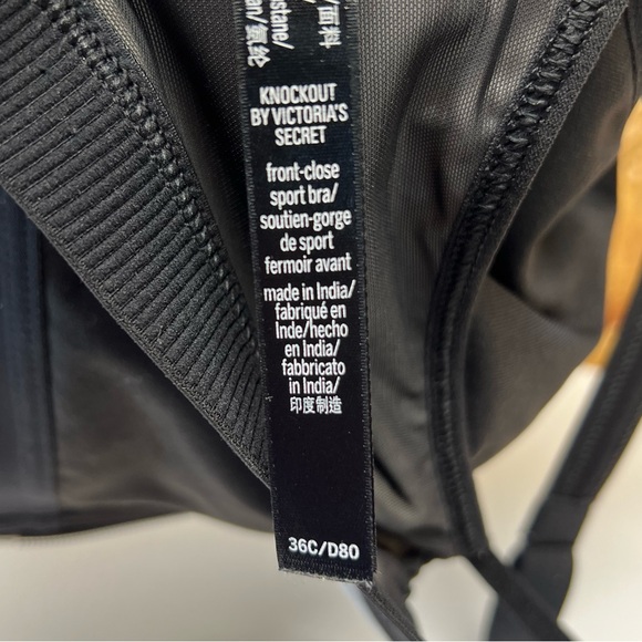 VICTORIA’S SECRET 36C KNOCKOUT SPORTS BRA Front Closure Adj Blk/Wht/Shimmer - Picture 11 of 11